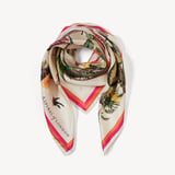 Tropical Garden Silk Scarf Ivory Pure Silk
