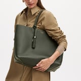 Hudson Tote Forest Green Milled Pebble