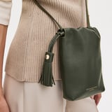 Soho Crossbody Pouch Forest Green Milled Pebble