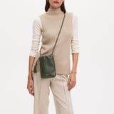 Soho Crossbody Pouch Forest Green Milled Pebble