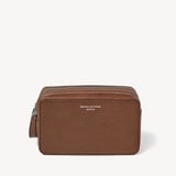 Double Zip Mount Street Wash Bag Tobacco Pebble