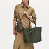 Hudson Tote Forest Green Milled Pebble
