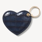 Heart Keyring Midnight Faux Patent Croc