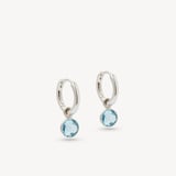Gemstone Huggie Earrings Swiss Blue Topaz & Sterling Silver 925