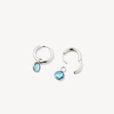 Gemstone Huggie Earrings Swiss Blue Topaz & Sterling Silver 925