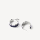 Enamel Hoop Earrings Navy Enamel & Palladium Silver Plated