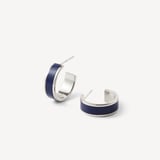 Enamel Hoop Earrings Navy Enamel & Palladium Silver Plated