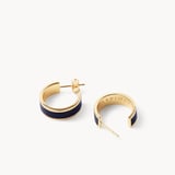 Enamel Hoop Earrings Navy Enamel & 18ct Gold Plated