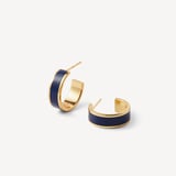 Enamel Hoop Earrings Navy Enamel & 18ct Gold Plated