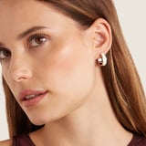 Enamel Hoop Earrings Ivory Enamel & Palladium Silver Plated