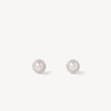 Classic Diamond & Pearl Cluster Earrings 0.35ct Diamond
