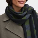 Exploded Check Wool Scarf Racing Green, Black & Grey Pure Wool