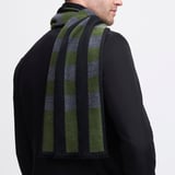 Exploded Check Wool Scarf Racing Green, Black & Grey Pure Wool