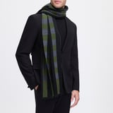 Exploded Check Wool Scarf Racing Green, Black & Grey Pure Wool