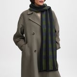 Exploded Check Wool Scarf Racing Green, Black & Grey Pure Wool