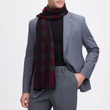 Exploded Check Wool Scarf Merlot, Black & Chocolate Pure Wool