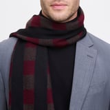 Exploded Check Wool Scarf Merlot, Black & Chocolate Pure Wool