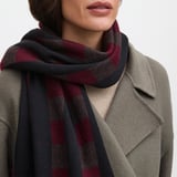 Exploded Check Wool Scarf Merlot, Black & Chocolate Pure Wool