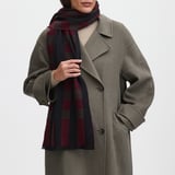 Exploded Check Wool Scarf Merlot, Black & Chocolate Pure Wool