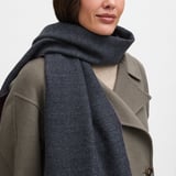 Reversible Merino Wool Scarf Navy & Grey