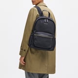 Men's Backpack Navy Nylon Canvas with Leather Trim