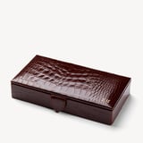 Men's Cufflink Box Deep Shine Amazon Brown Croc