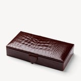 Men's Cufflink Box Deep Shine Amazon Brown Croc