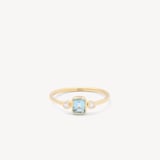 Set of 3 Gemstone Rings Swiss Blue Topaz, Rainbow Moonstone & Rose Quartz