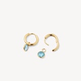 Gemstone Pendant Necklace & Earrings Set Swiss Blue Topaz & 18ct Gold Vermeil
