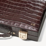 15-inch Backgammon Set Deep Shine Amazon Brown Croc