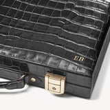 15-inch Backgammon Set Deep Shine Black Croc