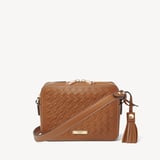 Camera Crossbody Tan Woven Leather