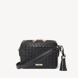 Camera Crossbody Black Woven Leather