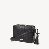 Camera Crossbody Black Woven Leather