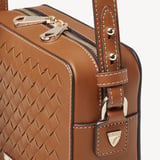 Camera Crossbody Tan Woven Leather