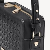 Camera Crossbody Black Woven Leather