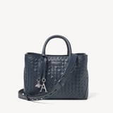 Midi London Tote French Navy Woven Leather