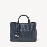 Midi London Tote French Navy Woven Leather