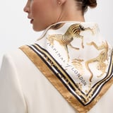 Savannah Silk Scarf Ivory & Gold Pure Silk