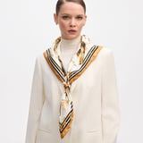 Savannah Silk Scarf Ivory & Gold Pure Silk
