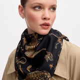 Savannah Silk Scarf Black & Gold Pure Silk