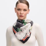 Roses of the Orient Silk Scarf Black & White Pure Silk