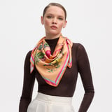 Tropical Garden Silk Scarf Orange Pure Silk
