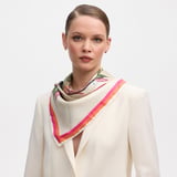 Tropical Garden Silk Scarf Ivory Pure Silk
