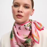Tropical Garden Silk Scarf Pink Pure Silk