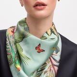Tropical Garden Silk Scarf Teal Pure Silk