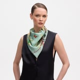 Tropical Garden Silk Scarf Teal Pure Silk