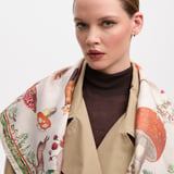 Enchanted Garden Silk Scarf Ivory Pure Silk