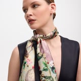 Enchanted Garden Silk Scarf Teal Pure Silk