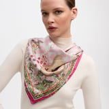 Enchanted Garden Silk Scarf Pale Pink Pure Silk
